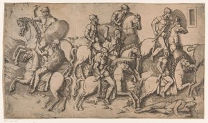 Scène uit de Dacische Oorlogen door Antonio Fantuzzi (circle of)