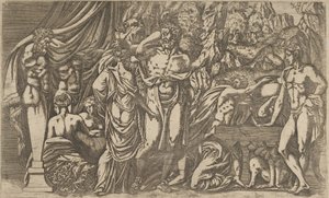 Hercules verkleed als vrouw