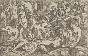 Muzen aan de voet van de berg Parnassus door Antonio Fantuzzi