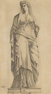 Vrouw frontaal, haar hoofd iets naar links, ca. 1543 door Antonio Fantuzzi
