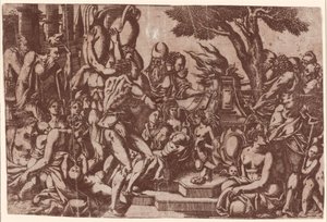 Offer aan Priapus door Antonio Fantuzzi after Rosso Fiorentino