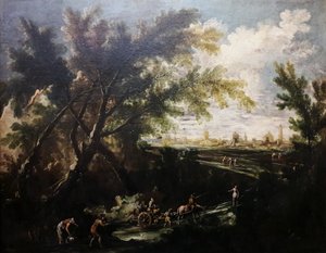 Landschap met een waterdrager door Antonio Francesco Peruzzini