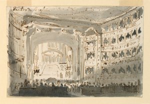Interieur van het theater in Brescia door Antonio Giuseppe Basoli