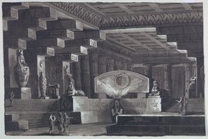 Toneelontwerp, Interieur van Egyptische Tempel door Antonio Giuseppe Basoli