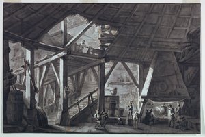 Toneelontwerp, Interieur van een Vernield Boerderijgebouw