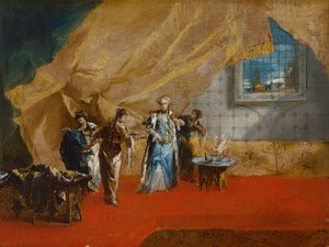 Interieur: Een sultana drinkt koffie in de harem, 1742-1743 door Antonio Guardi