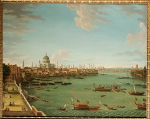 De Theems vanaf het Terras van Somerset House, kijkend naar de Stad, ca. 1745 door Antonio Joli