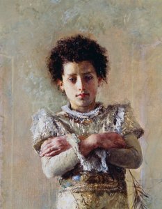 Acrobaat, detail, door Antonio Mancini (1852-1930) door Antonio Mancini