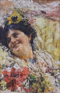 Hoofd van een vrouw en bloemen