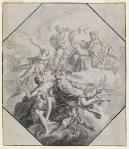 Ontwerp voor een plafondschildering over het thema Olympus door Antonio Manno