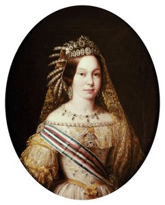 Portret van Isabella II Koningin van Spanje (Isabella de Bourbon of Isabel de Borbon) door Antonio María Esquivel y Suárez de Urbina