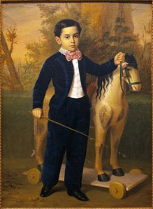 Portret van een jongetje met een houten paard door Antonio María Esquivel y Suárez de Urbina
