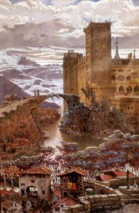Uitzicht op een romantisch kasteel