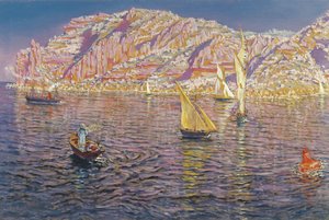 Uitzicht op de baai van Palma de Mallorca door Antonio Munoz Degrain