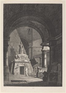 Interieur van een oud Romeins graf