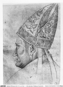 Hoofd van een bisschop, uit het Vallardi-album door Antonio Pisanello