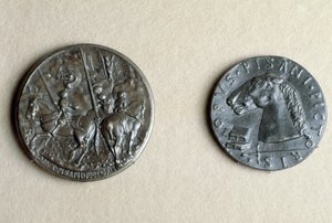Medaglia di Francesco Sforza, heer van Cremona, te paard (brons) door Antonio Pisanello