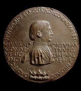 Medaille van Alfonso V van Aragon (Alfonso de Grootmoedige of de Grote). In het Italiaans Alfonso il Magnanimo of Alfonso V di Aragona