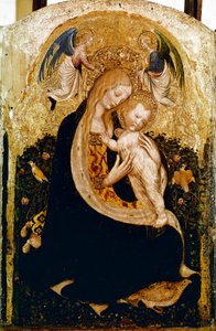 De Madonna met kwartel. Tempera op hout door Pisanello
