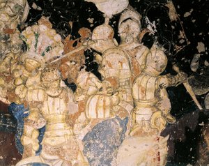 Toernooi-Slag van Louvezerp, fresco (detail) door Antonio Pisanello