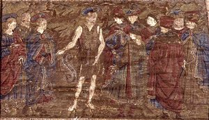 St. Johannes de Doper Wijst Christus aan de Menigte, wandtapijt met scènes uit het leven van de heilige