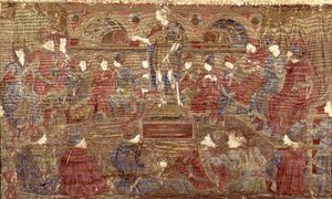 St. Johannes de Doper berispt Herodes, wandtapijt met scènes uit het leven van de heilige door Antonio Pollaiuolo