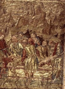 De Begrafenis van St. Johannes de Doper, wandtapijt met scènes uit het leven van de heilige