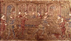 De Veroordeling van Herodes, wandtapijt met scènes uit het leven van de heilige