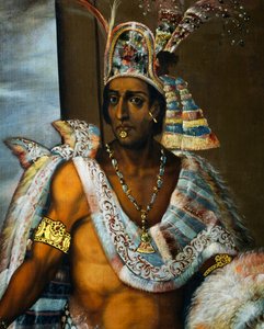 Portret van Montezuma II Tecnochtitlan, laatste koning van de Azteken