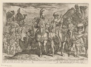 Abraham brengt Lot en zijn familie naar zijn eigen land door Antonio Tempesta