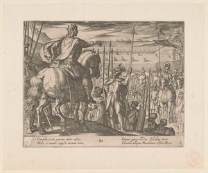 Alexander de Grote instrueert de Macedonische soldaten door Antonio Tempesta