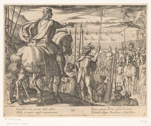 Alexander de Grote instrueert de Macedonische soldaten