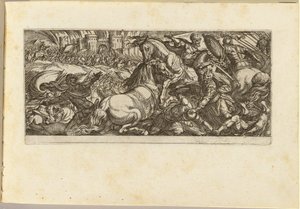 Gevechtsscène met Twee Paarden die Elkaar Aanvallen door Antonio Tempesta