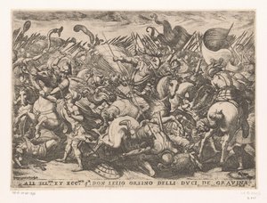 Cavalerie en infanterie in gevecht door Antonio Tempesta