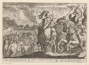 De Egyptenaren achtervolgen de Israëlieten door de Schelfzee door Antonio Tempesta