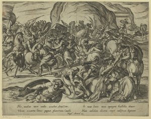 De dood van Camillus in de strijd tussen Grieken en Romeinen door Antonio Tempesta