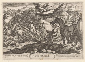 De doodsengel overwint het leger van Sennacherib door Antonio Tempesta