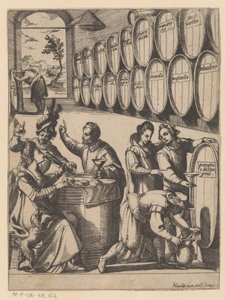 Drinkfestijn in wijnkelder door Antonio Tempesta