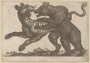 Een beer vechtend met een tijger door Antonio Tempesta