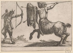 Een centaur een sater aanvallend (series title: Vechtende dieren)