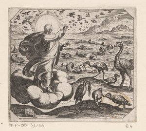 God schept de vogels en de vissen door Antonio Tempesta