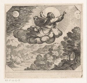 God schept de zon, de maan en de sterren door Antonio Tempesta
