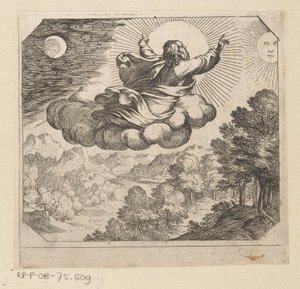God schept de zon, de maan en de sterren (De schepping) door Antonio Tempesta