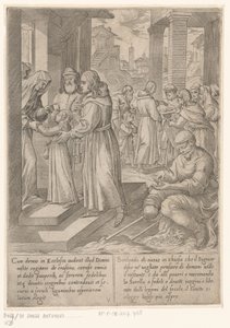 H. Antonius brengt zijn zusje bij de nonnen Het leven van de heilige Antonius de Grote (serietitel)
