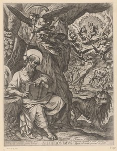 H. Hieronymus in de wildernis contemplerend over het laatste oordeel door Antonio Tempesta
