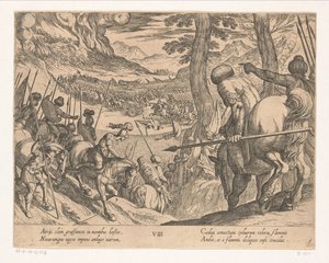 Het leger van Alexander de Grote sluit de vijandelijke troepen in met vuur door Antonio Tempesta