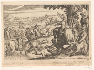 Jacht op everzwijn en hert, Jachtscènes (deel 5) door Antonio Tempesta