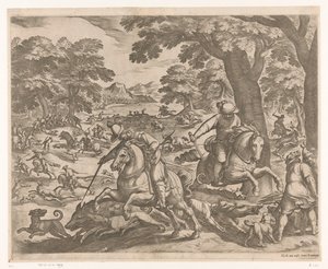 Jacht op everzwijnen, beren en herten door Antonio Tempesta