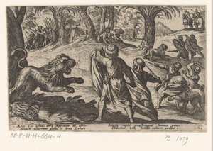 Jacht op leeuwen door Antonio Tempesta