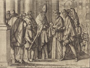 Filips als Jongen voor Margaretha van Oostenrijk [verso] door Antonio Tempesta